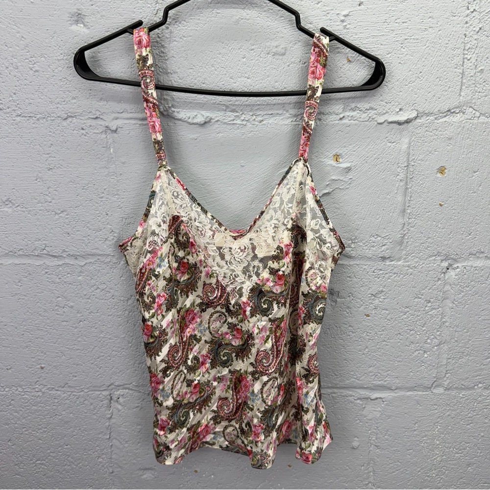 Vintage 80s Victoria’s Secret Floral Paisley Lace Cami Tank Top Size Large NWT